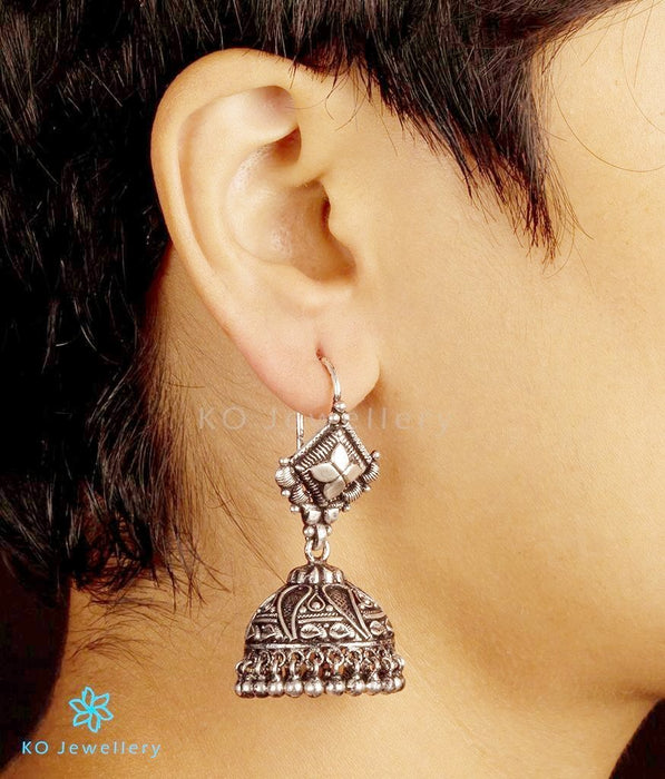 Silver rhodium plated Hoop Jhumka Earrings - D2 – Simpliful Jewelry